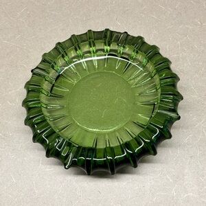 Vintage Fostoria Emerald Green Glass Ashtray—7”